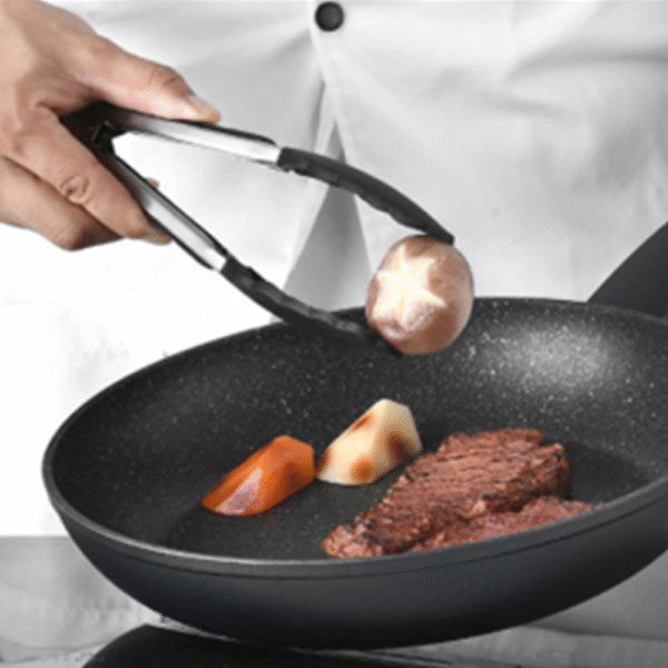 Heat-Resistant Silicone & Stainless Steel Kitchen Food Tongs